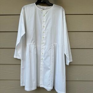 Eskandar White Cotton Long Tunic Shirt Top